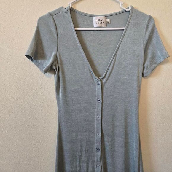 Shine Metallic Button Front Plunge Collar Bodycon Tight Flattering Maxi Dress - Picture 3 of 6